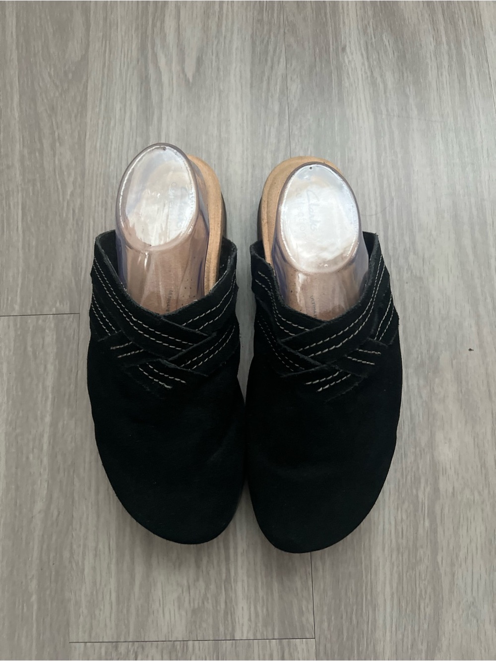 Clarks Collection Ultimate Comfort Black Suede Mule Clogs Size 12M